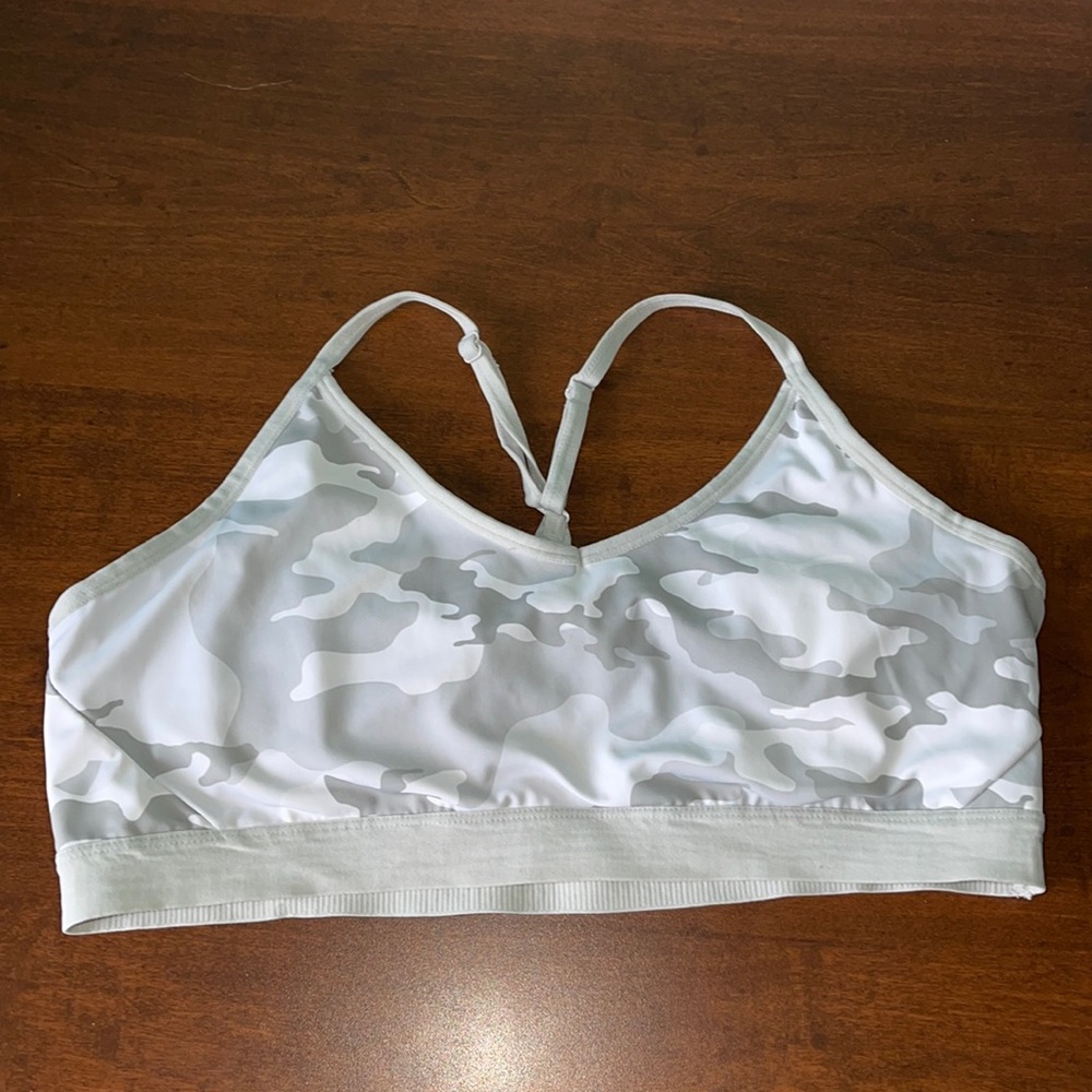 white camo sports bra